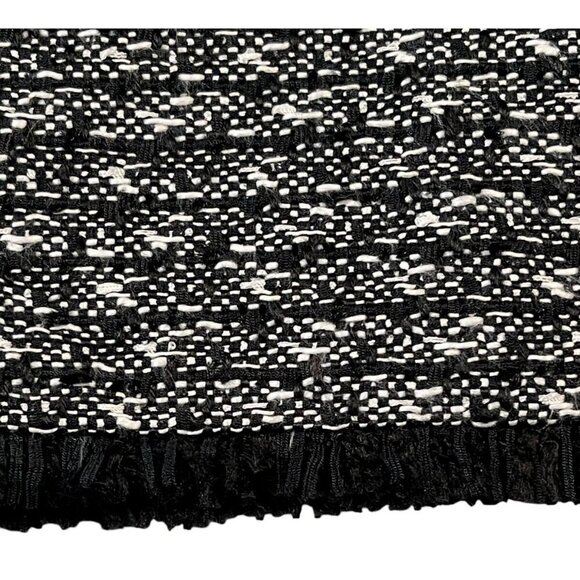 J. Crew Women's Black/White Textured Pencil Skirt With Fringe Hem SIZE-10 - Picture 6 of 6
